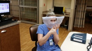 This is Beth being creative, to help bring comfort to a patient.