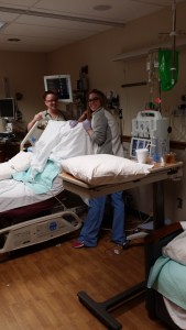 Billie is trying to look busy with a student.