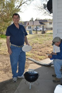 My brother Lyle grilling hambergers for us.
