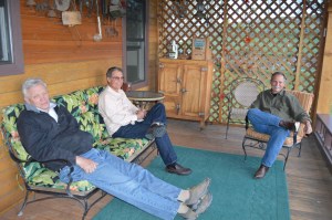 Hungry crew on the back porch, Gails dad Jim (rt) Lee (ct), Randy (lt). It was the end of a wonderful day spent together.