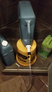 Filling the water tank from inside the trailor