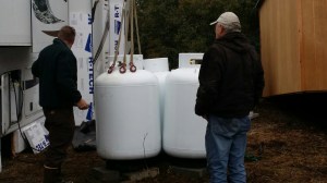 Setting up for the propane.