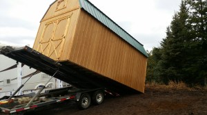 This was the most tense part of the delivery. Behind the barn is a canyon.